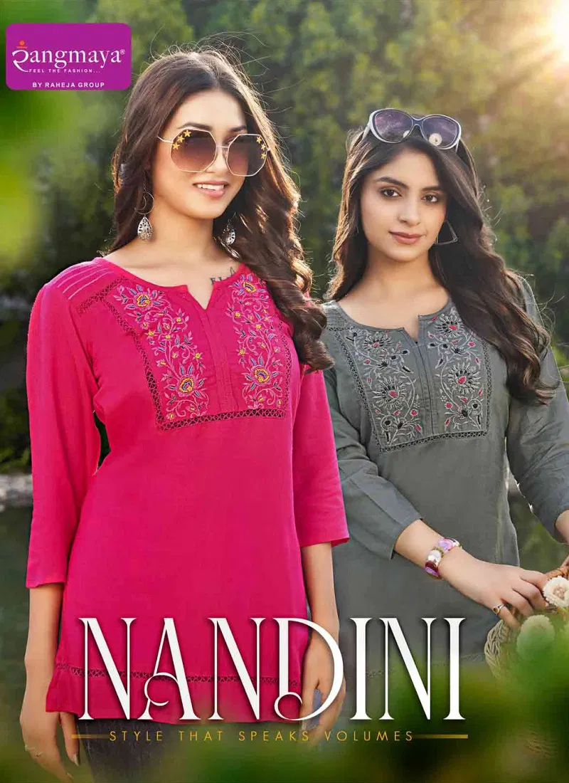 Nandini By Rangmaya Rayon Wholesale Tunic Ladies Top Suppliers In Mumbai