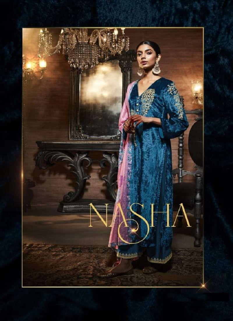 Nasha By Kimora Heer Velvet Pashmina Dress Material Suppliers In India Catalog