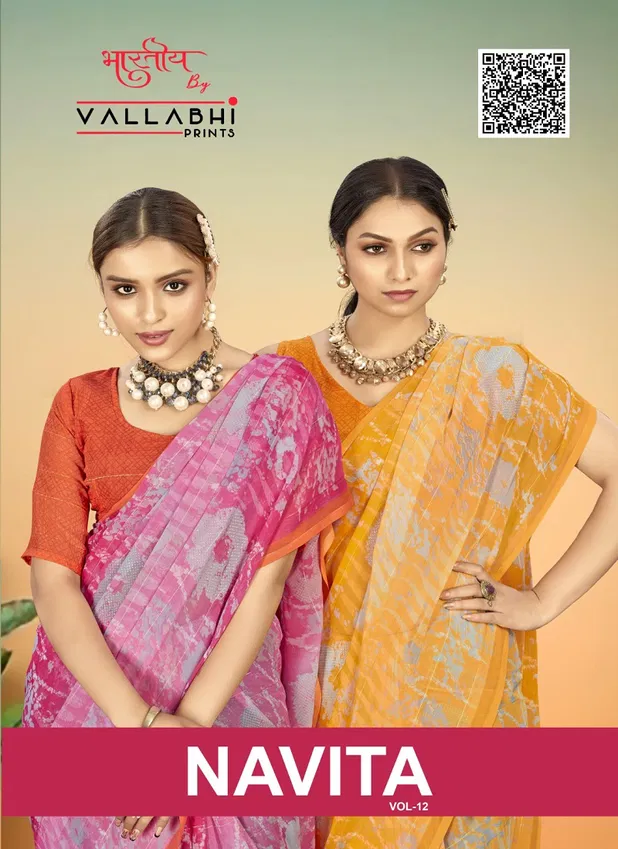 Navita Vol 12 By Vallabhi Georgette Floral Printed Sarees Wholesale Shop In Surat