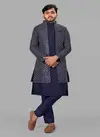 Navy Colour Designer Wedding Wear Mens Indo Western Suppliers In India