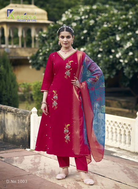 Navya By Karissa Viscose Roman Silk Kurti With Bottom Dupatta Wholesale Shop In Surat
 Catalog