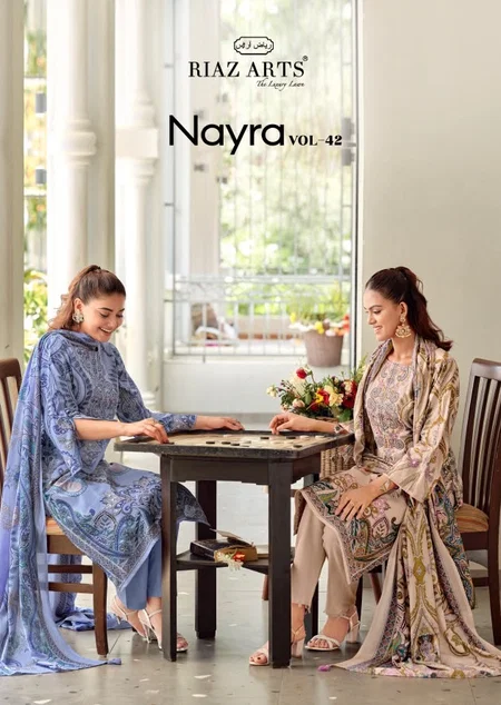 Nayra Vol 42 By Riaz Arts Cotton Printed Embroidery Dress Material
