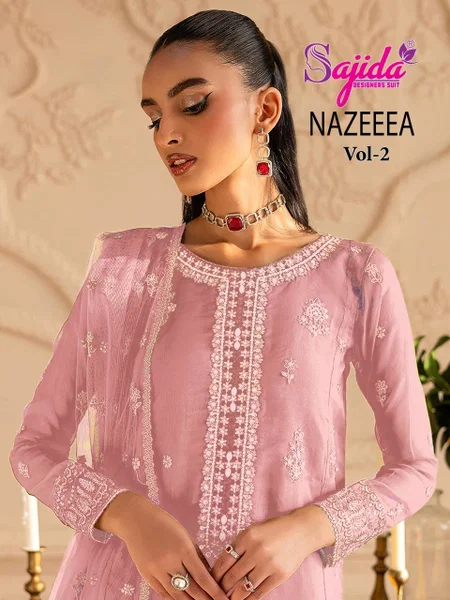 Nazeeea Vol 2 By Sajida Organza Wholesale Pakistani Salwar Suit In India