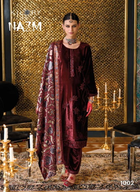Nazm By Kilory Velvet Embroidery Designer Salwar Suits Wholesale Online
