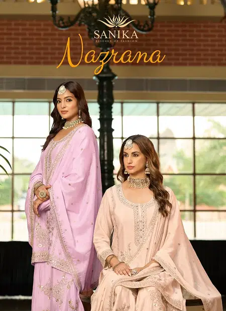 Nazrana By Sanika Chinnon Silk Designer Readymade Suits Wholesale Shop In Surat