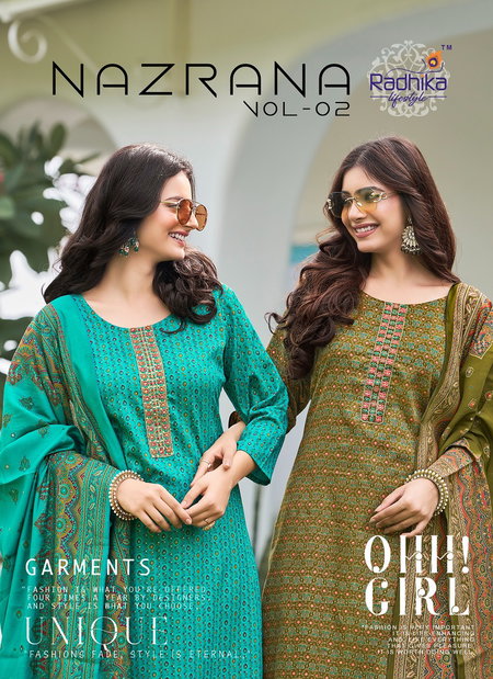 Nazrana Vol 2 By Radhika Jam Satin Kurti With Bottom Dupatta Wholesalers In Surat