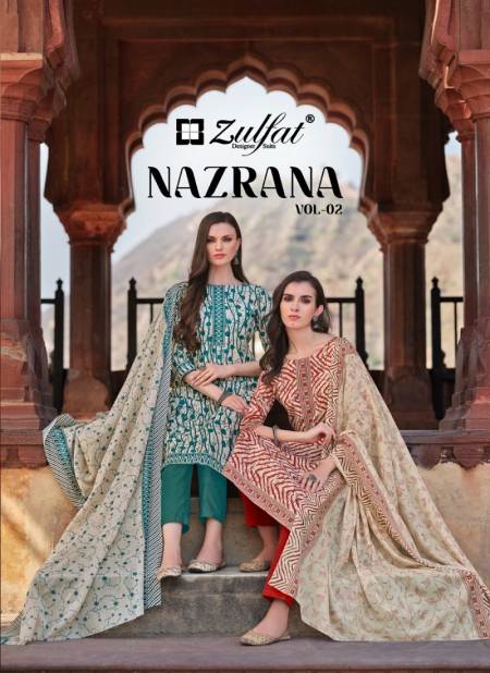Nazrana Vol 2 By Zulfat Designer Printed Pure Cotton Dress Material Wholesale Online
 Catalog