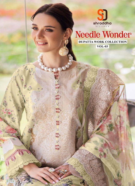 Needle Wonder Vol 3 By Shraddha Cotton Dupatta Pakistani SalwarSuits Wholesale Market