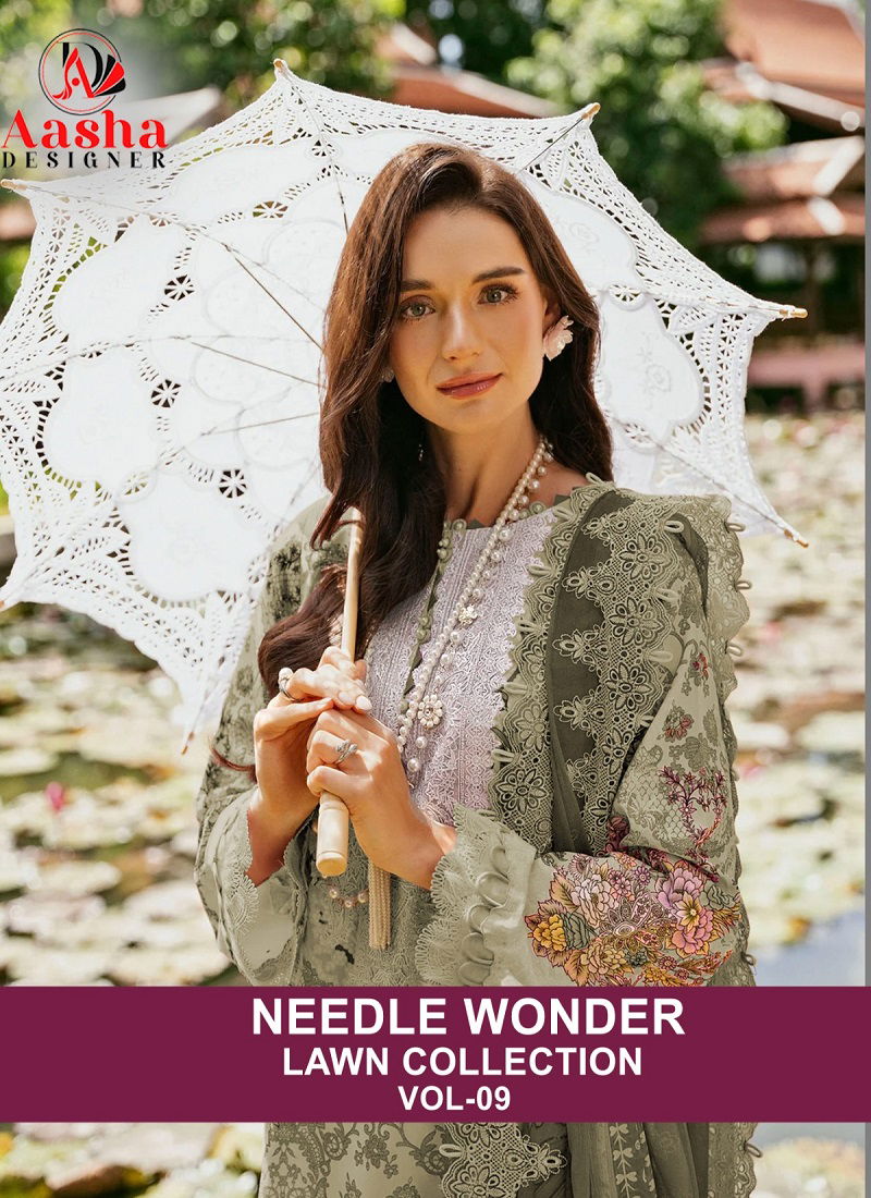 Needle Wonder Vol 9 By Aasha Embroidery Patch Cotton Pakistani Suits Wholesale Online Catalog