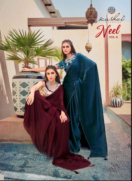 Neel Vol 5 Swarovski Mono Satin Party Wear Sarees Wholesale Price In Surat Catalog