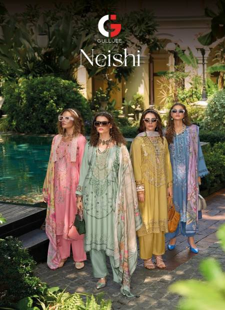 Neishi By Gull Jee Muslin Printed Designer Salwar Kameez Wholesale Clothing Suppliers In India
 Catalog
