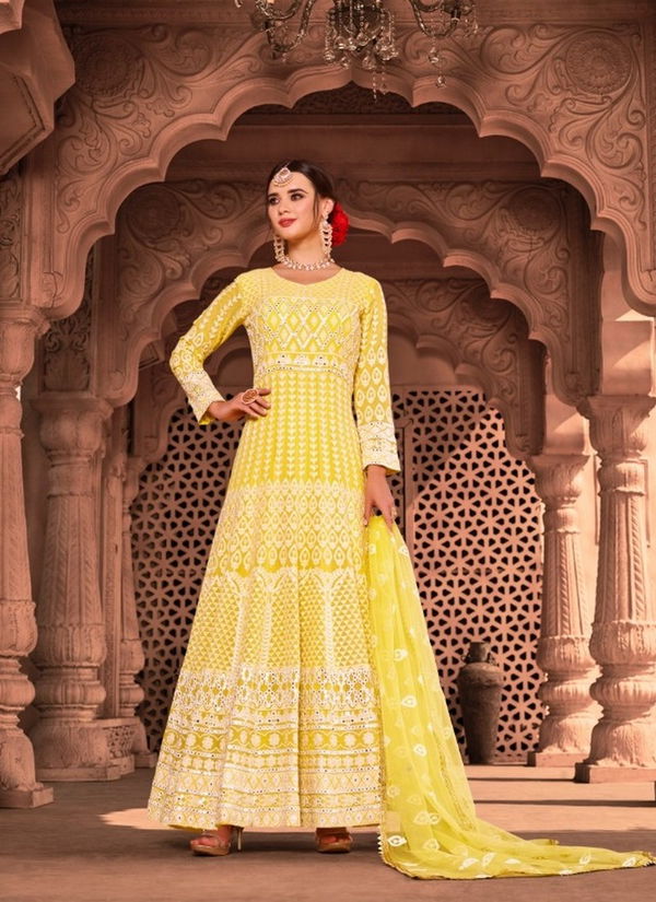 New Collection of Designer Party Wear Full Lucknowi Dress With Bordered Dupatta 