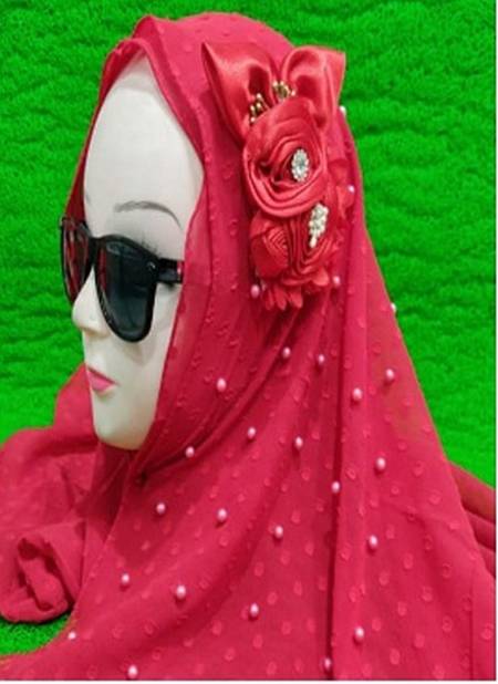 New Design Flower With Pearl Work Hijab Collection 