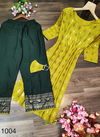 New Latest Designer Collection Of Festive Wear Foil Printed Kurtis And Plazzo With Mask 