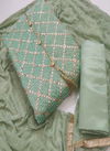 New Launch Of Designer Chanderi Dress Material With Nazneen Karachi Work Dupatta 
