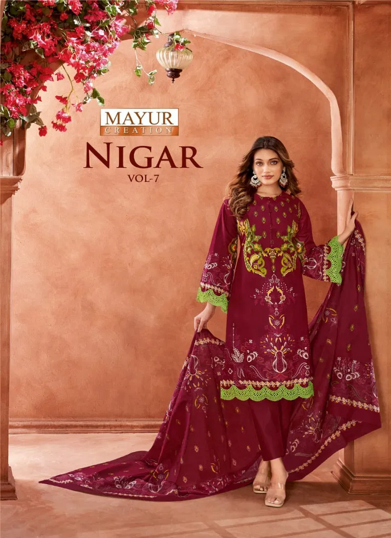 Nigar Vol 7 By Mayur Printed Cotton Dress Material Wholesale Market In Surat Catalog