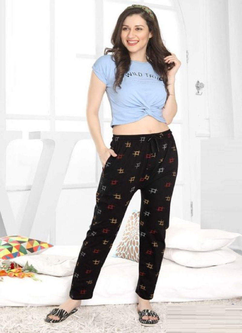 Night Pant 0093 C Regular Wear Printed Hosiery Wholesale Cotton Pant Collection