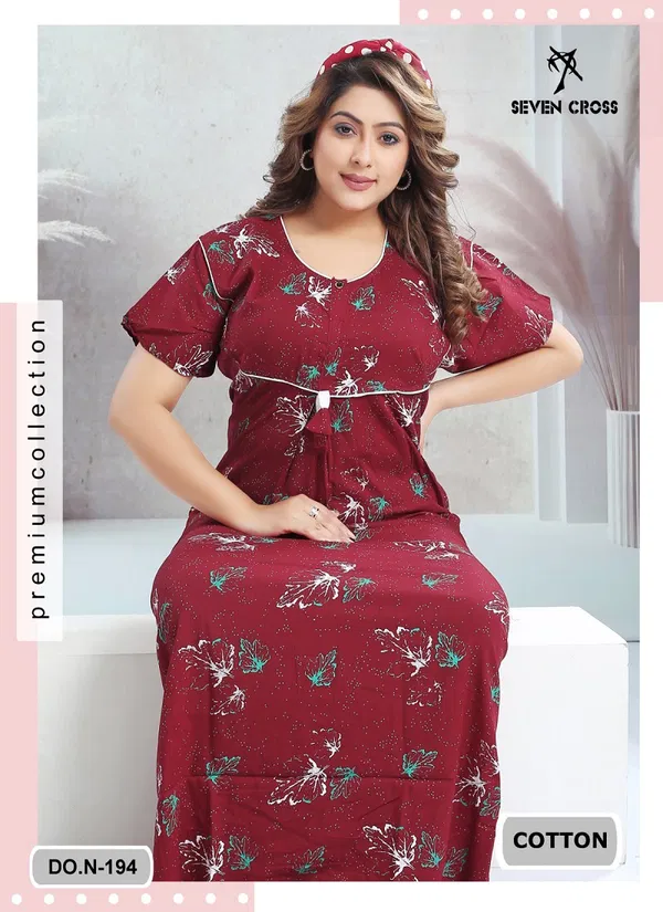 Night Wear Seven Cross Cotton 104 Nighty Gown Wholesale Price In Surat
