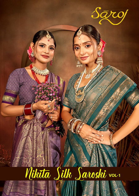 Nikita Satin Saroski Vol 1 By Saroj Sattin Tissue Silk Traditional Saree Orders In India
