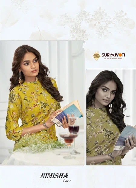Nimisha Vol 1 by Suryajyoti Roman Vertigan Kurti With Bottom Orders In India