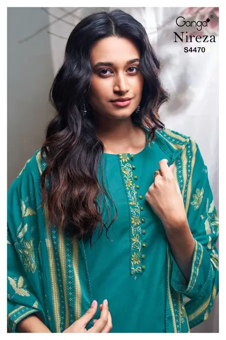 Nireza 4470 By Ganga Pure Cotton Printed Designer Salwar Suits Suppliers In India
