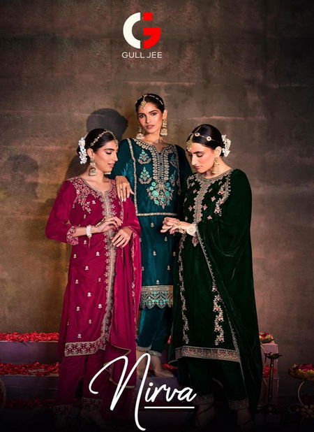 Nirva By Gull Jee Embroidery Velvet Designer Salwar Suits Catalog  Catalog