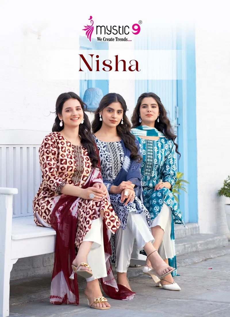 Nisha Vol 5 By Mystic 9 Cotton Dobby Kurti With Bottom Dupatta Orders In India Catalog