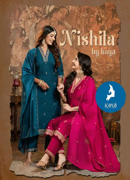 Nishita By Kaya Vertican Kurti With Bottom Dupatta Wholesale Price In Surat
