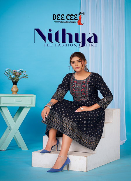 Nithya By Deecee Vatican Printed Flared Kurtis Wholesale Market In Surat
