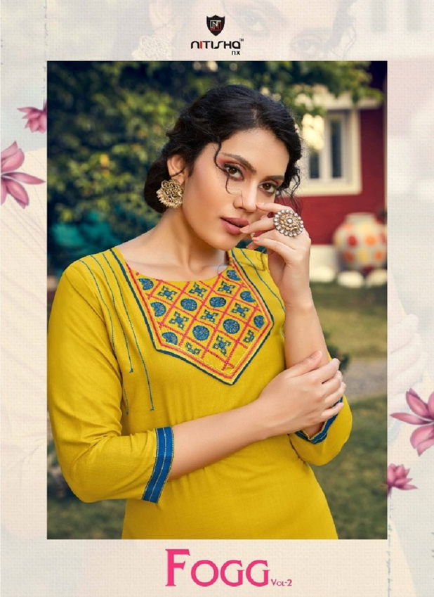 Nitisha Fogg 2 Latest Fancy Casual Regular Wear Cotton Embroidery Kurtis Collection
