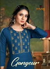 Nitisha Gangour latest fancy Designer regular wear Cotton Embroidery Kurti With Bottom Collection

