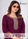 Nitya Plus Size By Sangeet Embroidery Gold Printed Kurtis Wholesale Shop In Surat