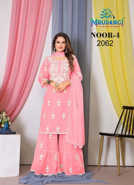 Noor 4 By Mrudangi Georgette With Cotton Readymade Sharara Suits Wholesale Market In Surat
 Catalog