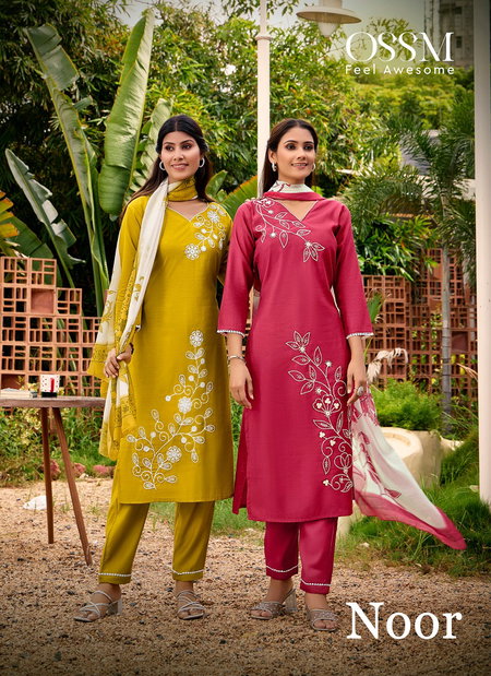 Noor By Ossm Viscos Vetican Silk Kurti With Bottom Dupatta Wholesale Shop In Surat
