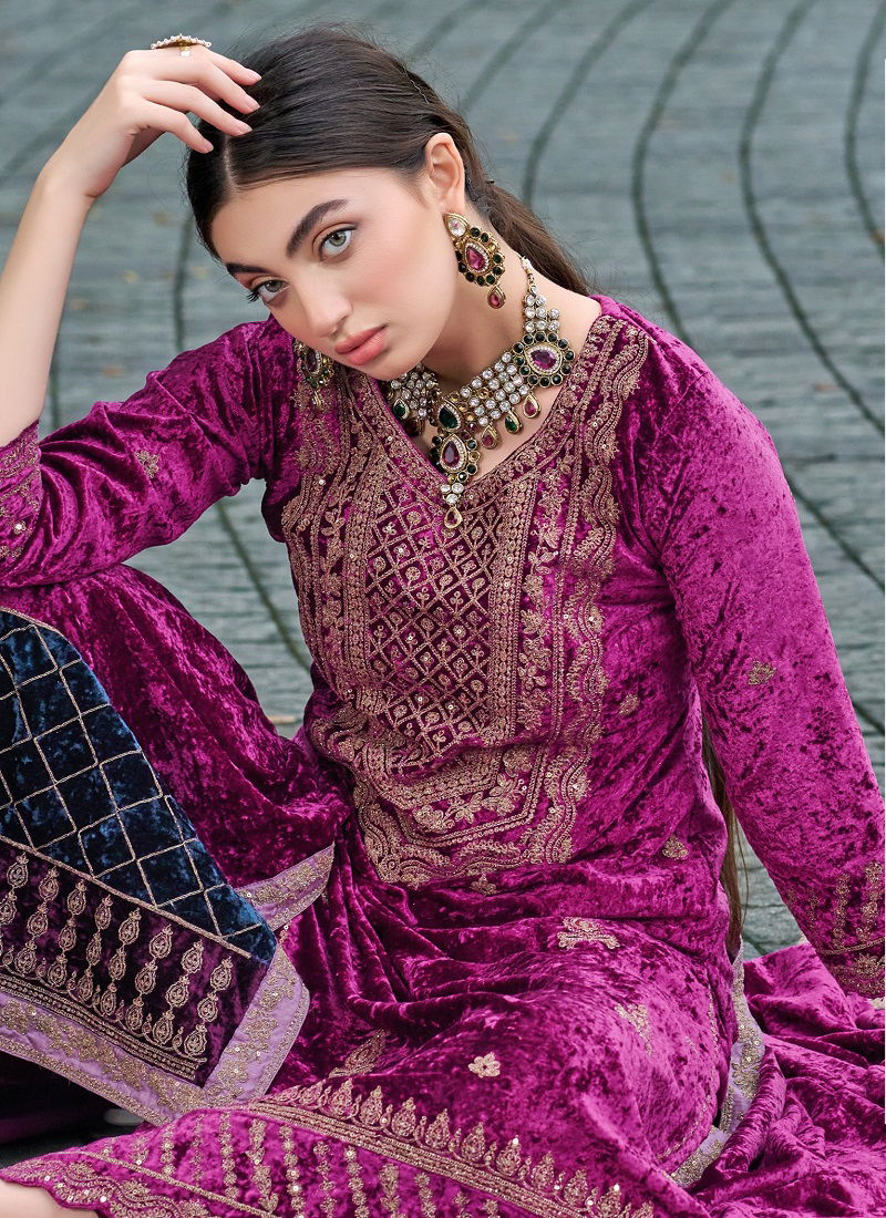 Noor By Shraddha Winter Wear Velvet Designer Pakistani Suits Wholesale Online
 Catalog