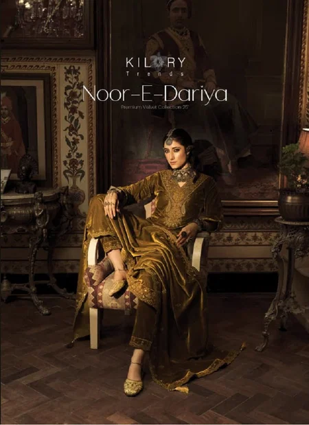 Noor E Dariya By Kilory Velvet Embroidery Designer Salwar Suits Wholesale Online
