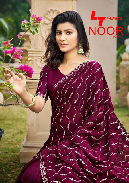 Noor Vol 1 By LT Pn Fendy With Fancy Embroidery Saree Suppliers In India