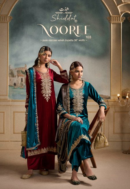 Nooree 103 By Shiddat Viscose Velvet Dress Material