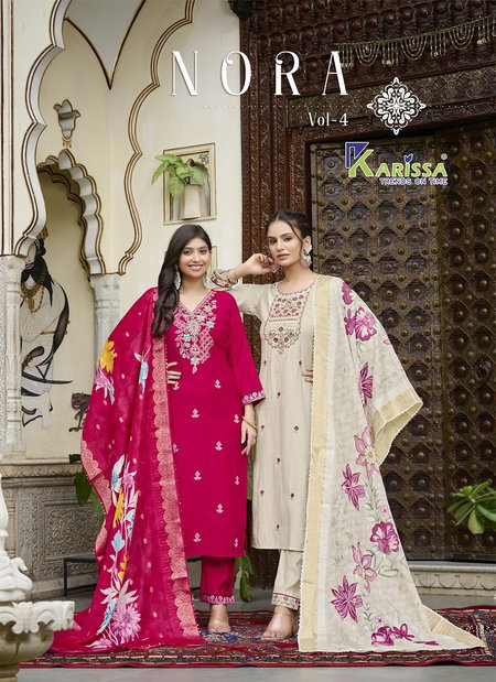 Nora Vol 4 By Karissa Fancy Viscose Wholesale Kurti With Bottom Dupatta In India