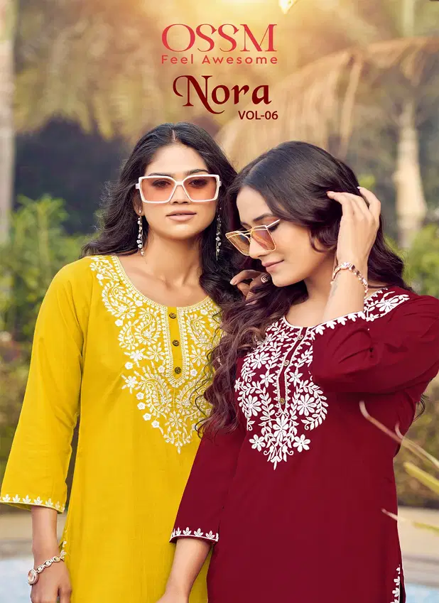 Nora Vol 6 By Ossm Rayon Wholesale Ladies Short Kurtis Suppliers In India