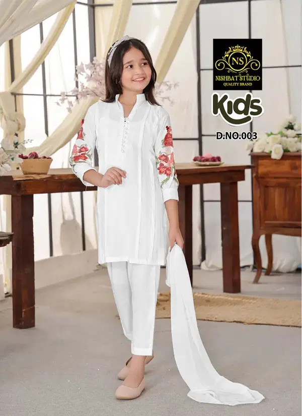 NS 003 Nishbat Faux Georgette Girls Wear Readymade Suit Wholesale 