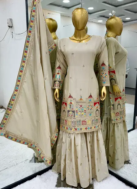Nsr 811 Chinnon Silk Sharara Readymade Suits Wholesale Market In Surat
