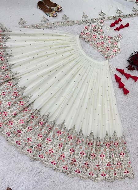 Nsr 818 White Faux Georgette Designer Lehenga Choli Wholesale Shop In Surat