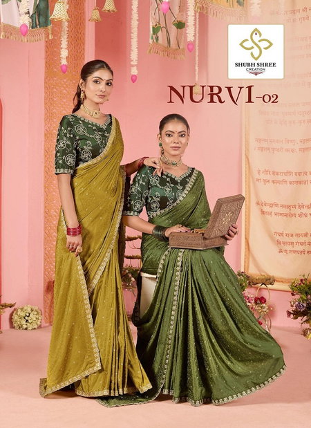 Nurvi 2 By Shubh Shree Satin Jacquard Designer Sarees Wholesale Online