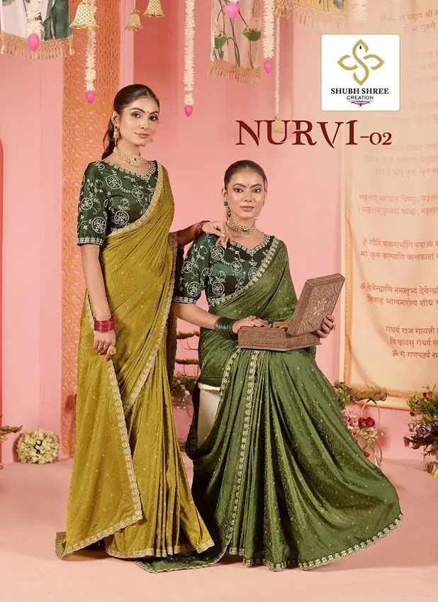 Nurvi 2 By Shubh Shree Satin Jacquard Designer Sarees Wholesale Online