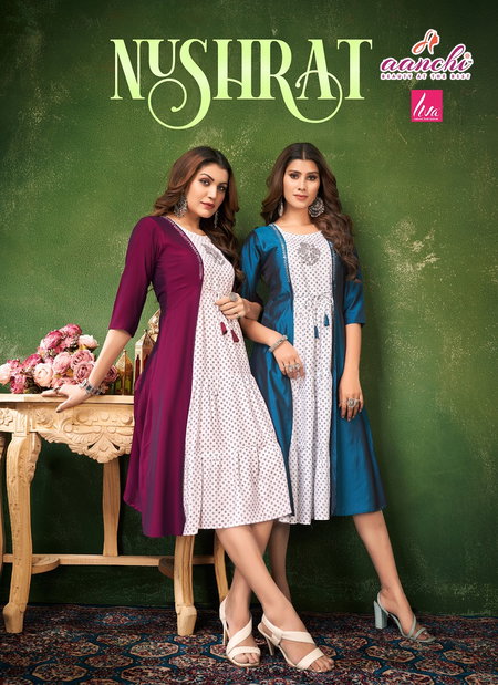 Nushrat By Aanchi Rayon Printed Designer Kurtis Wholesale Shop In Surat