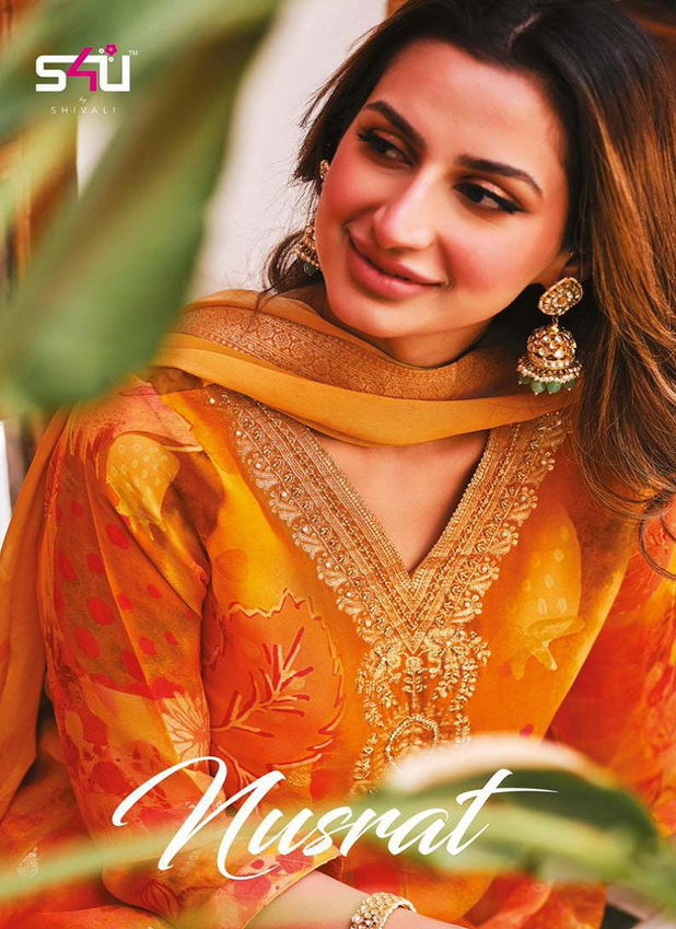 Nusrat By S4u Organza jacquard Designer Kurti With Bottom Dupatta Wholesale Shop In Surat
