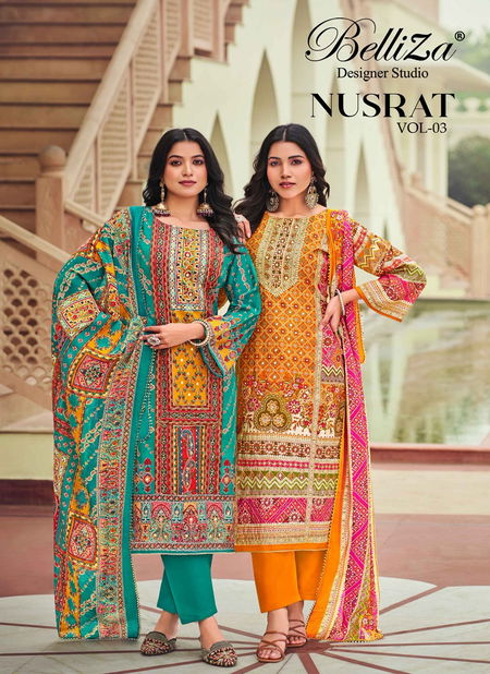 Nusrat Vol 3 By Belliza Modal Viscose Digital Printed Dress Material Orders In India Catalog