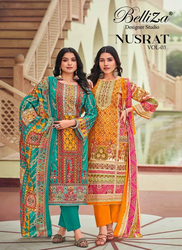 Nusrat Vol 3 By Belliza Modal Viscose Digital Printed Dress Material Orders In India