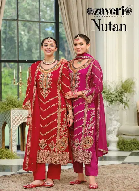 Nutan By Zaveri Organza Emboidery Kurti With Bottom Dupatta Suppliers In India
